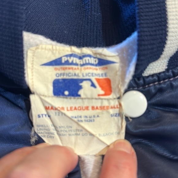 Yankees Vintage Bomber Jacket small navy snap coat vintage classic - Picture 8 of 14